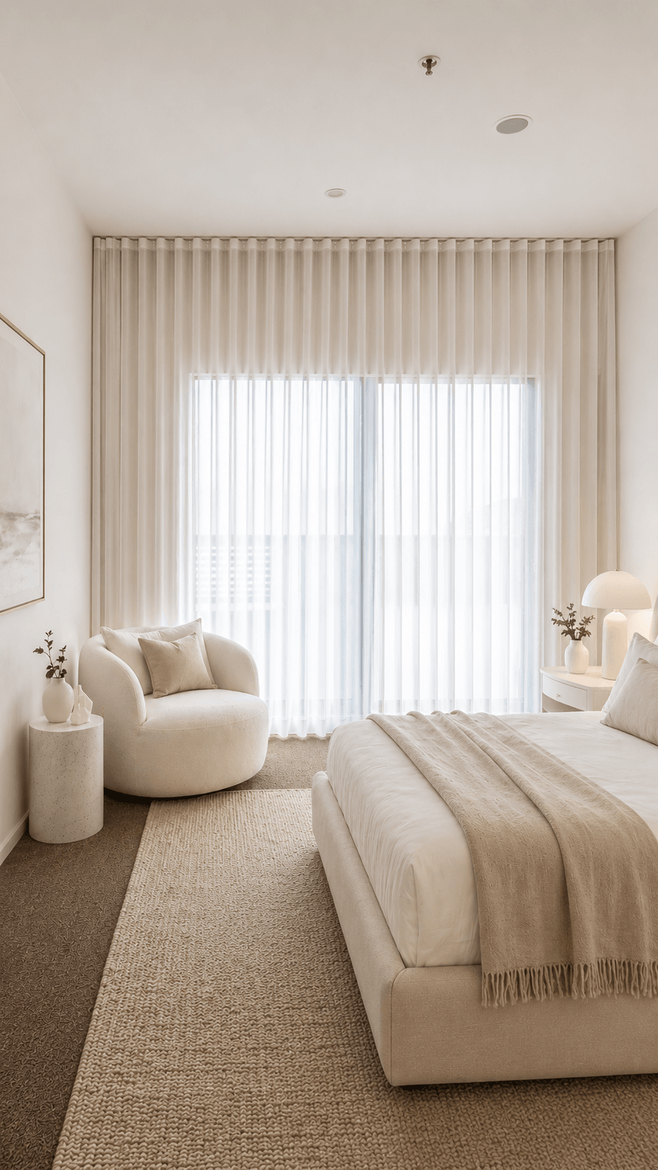 Custom window furnishings installed in a refined Canberra home